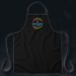 Custom Barbecue BBQ Monogram Name Apron<br><div class="desc">Custom Barbecue BBQ Monogram Name Apron for cooking on the grill or prepping in the kitchen. Modern logo style with graphic flame and circular frame. Monogrammed with name of choice. Add title such as Barbecue Master and Best Burger Around. Fun!</div>