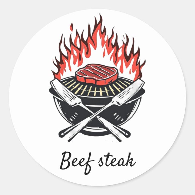 Custom barbecue Beef steak Wedding Meal Choice     Classic Round Sticker (Front)