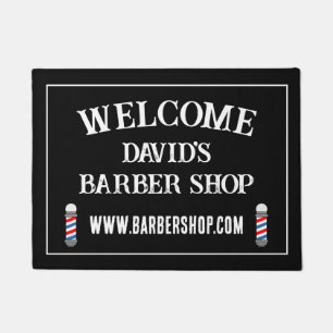 Custom barber shop doormat with pole sign