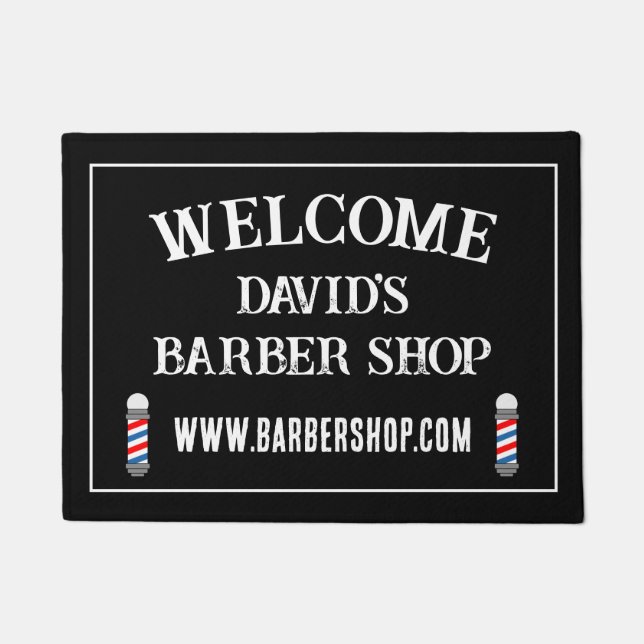 Custom barber shop doormat with pole sign (Front)