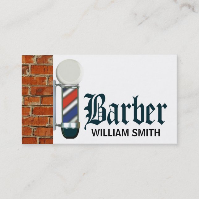 Custom Barber Shop Pole Business Card (Front)