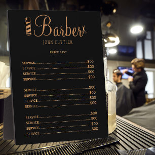 Custom barber shop price list professional logo  plaque