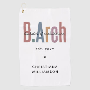 Custom BArch Bachelor of Architecture Graduation Golf Towel