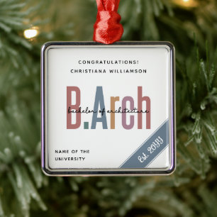 Custom BArch Bachelor of Architecture Graduation Metal Tree Decoration