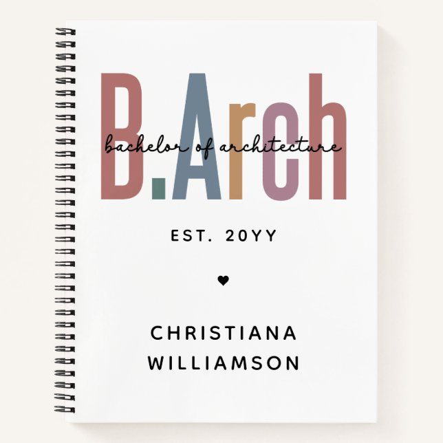 Custom BArch Bachelor of Architecture Graduation Notebook (Front)