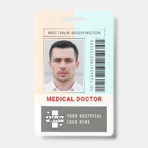 Custom Barcode Logo Employee Name Photo Hospital ID Badge