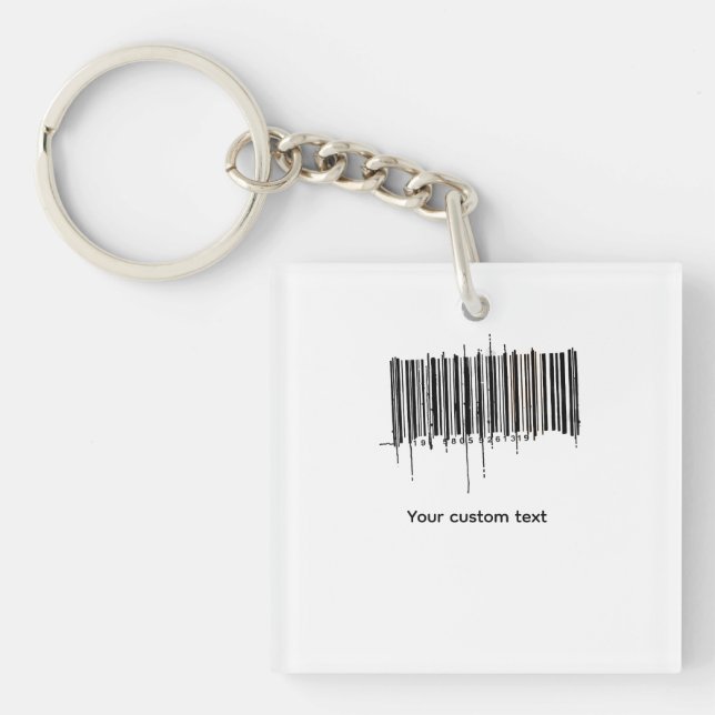 Custom Barcode Text Design Key Ring (Front)