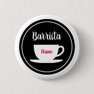 Custom barista name buttons for coffee cafe