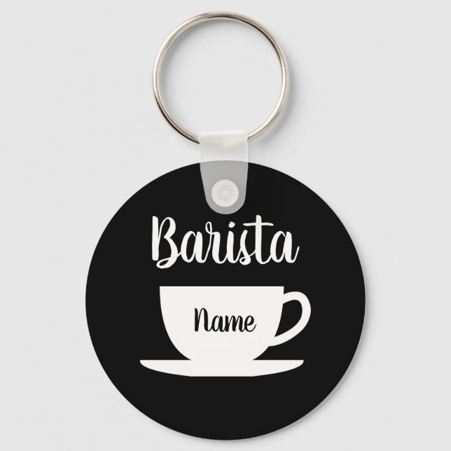 Custom barista name keychain for coffee shop (Front)