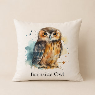 Custom Barn Owl Farmhouse Welcome Cushion