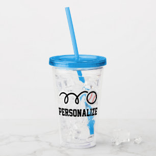 Custom baseball Birthday acrylic tumbler glass