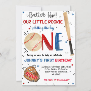 Custom Baseball Birthday Party Invitation