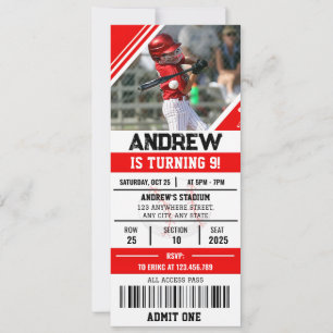 Custom Baseball Birthday Party with photo for kid Invitation