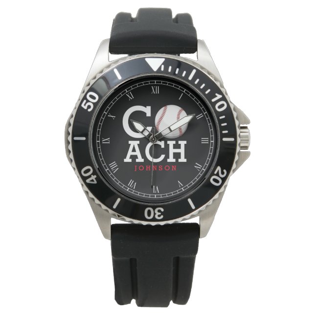 Custom Baseball Coach Themed Watch (Front)