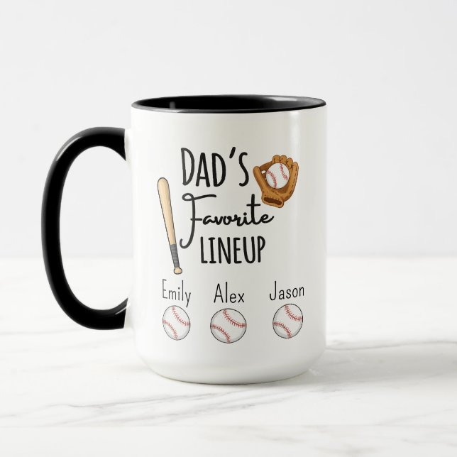 Custom Baseball Dad Mug, Personalised Baseball Dad Mug (Left)