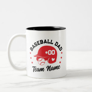 Custom Baseball Dad Mum with Name and Number Two-Tone Coffee Mug