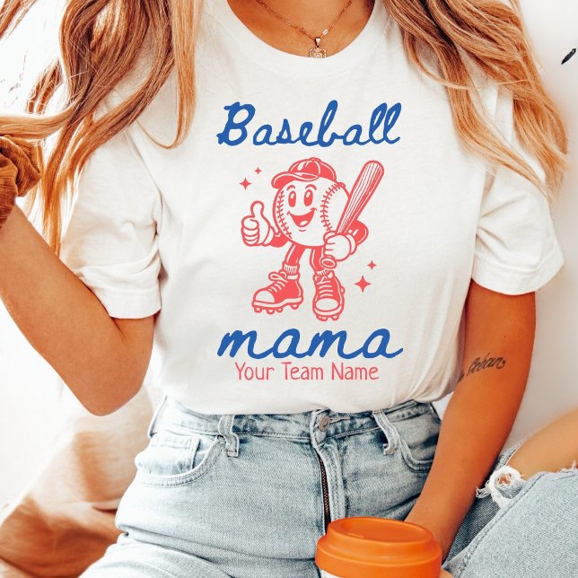 Custom Baseball Mama & Retro Baseball Character T-Shirt (Creator Uploaded)