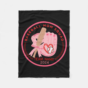 Custom Baseball Mom Squad Personailzed Team Name T Fleece Blanket