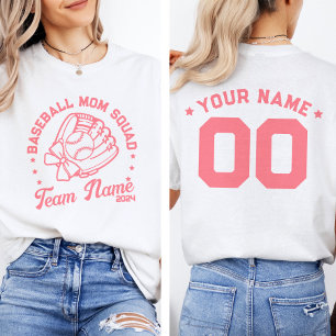 Custom Baseball Mom Squad with Team Name Number  T-Shirt