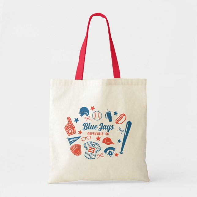 Custom Baseball Mum Proud Softball Mama Game Day Tote Bag (Front)