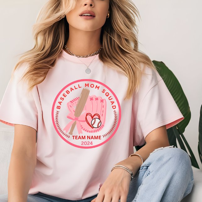 Custom Baseball Mum Squad Personailzed Team Name T-Shirt (Baseball Mom Sport Custom Shirt)