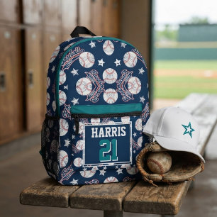 Custom Baseball Personalized Team Name Number  Printed Backpack