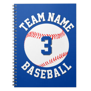 Custom Baseball Player Number and Team Name Sports Notebook