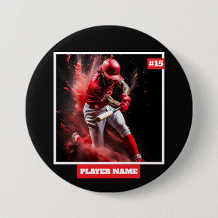 Custom Baseball Player Photo Team Wall Clock 7.5 Cm Round Badge