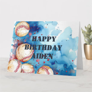 Custom Baseball Player Theme Birthday Party  Card