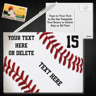 Custom Baseball Postcards with 4 Text Boxes
