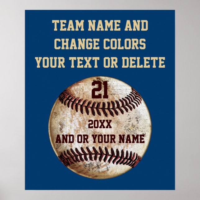 Custom Baseball Posters with Your TEXT and COLORS (Front)