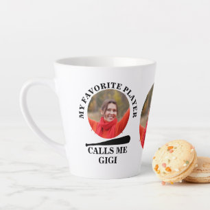 Custom baseball shape photo my favourite baseball latte mug