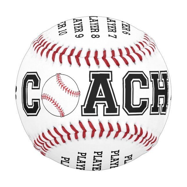 Custom baseball team coach ball makes a great gift (Front)