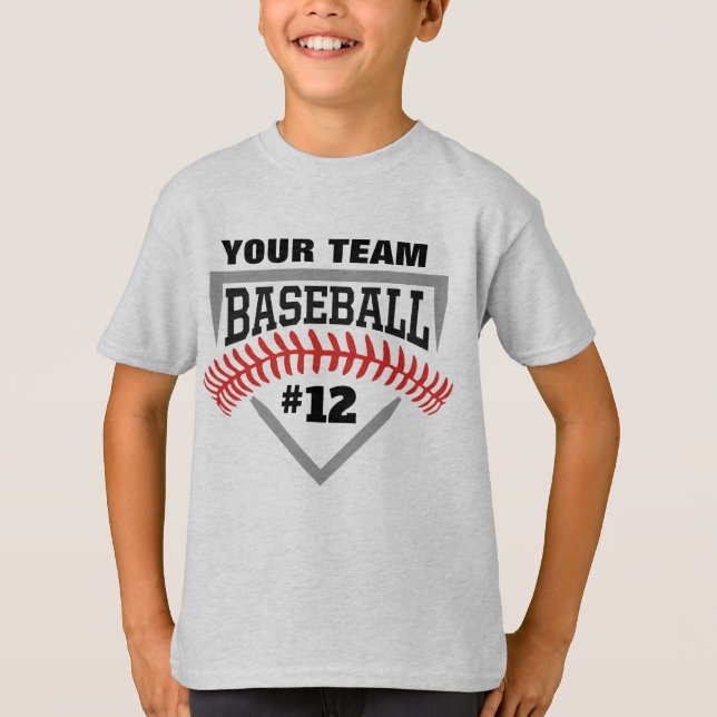 Custom Baseball Team Kids Shirt Baseball Base Lace (Front)