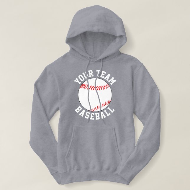 Custom Baseball Team Name or Text Sports Hoodie (Design Front)