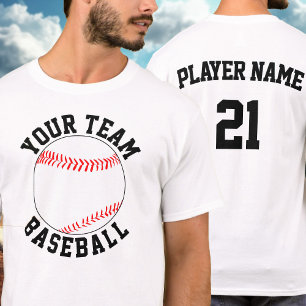 Custom Baseball Team Name, Player Name and Number T-Shirt