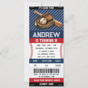 Custom Baseball Ticket Birthday with photo for boy Invitation