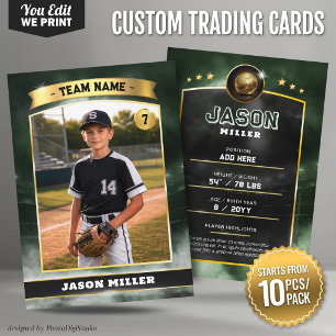 Custom Baseball Trading Card Green Gold 10 pcs/pac