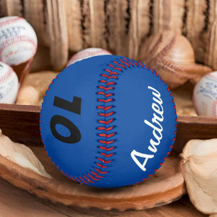 Custom Baseball with Name and Number Blue