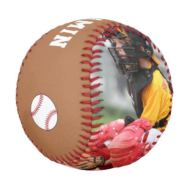 Custom Baseball with Name Number Photo Kids (Angled)