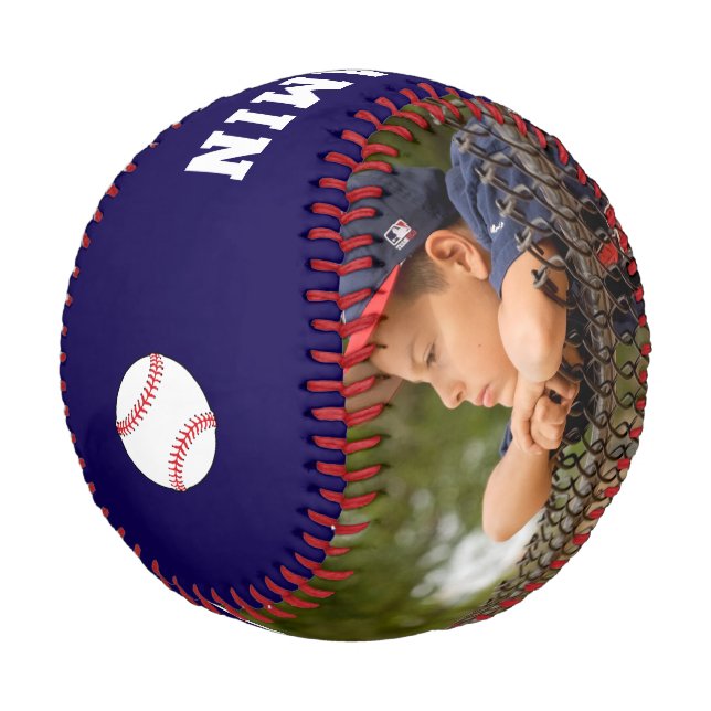 Custom Baseball with Name Number Photo Kids (Angled)