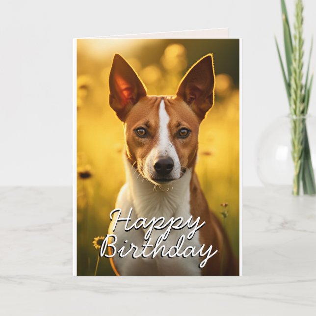 Custom Basenji Birthday Card (Front)