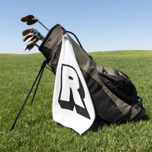 Custom Basic Black Monogram  Golf Towel