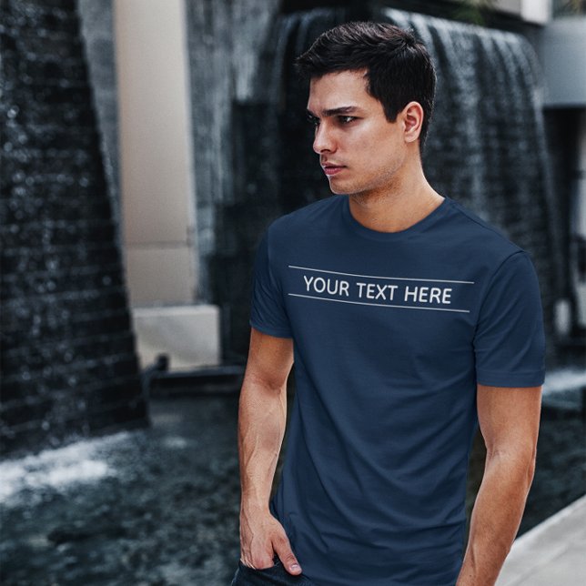 Custom Basic Dark Navy Blue Add Your Text Men's T-Shirt (Creator Uploaded)