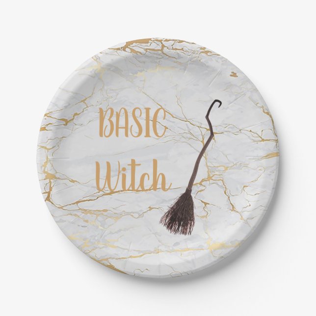 Custom BASIC WITCH Broom Funny Cool Aesthetic Cute Paper Plate (Front)