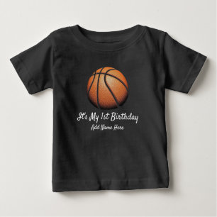 Custom basketball ball First Year Birthday 1 year Baby T-Shirt