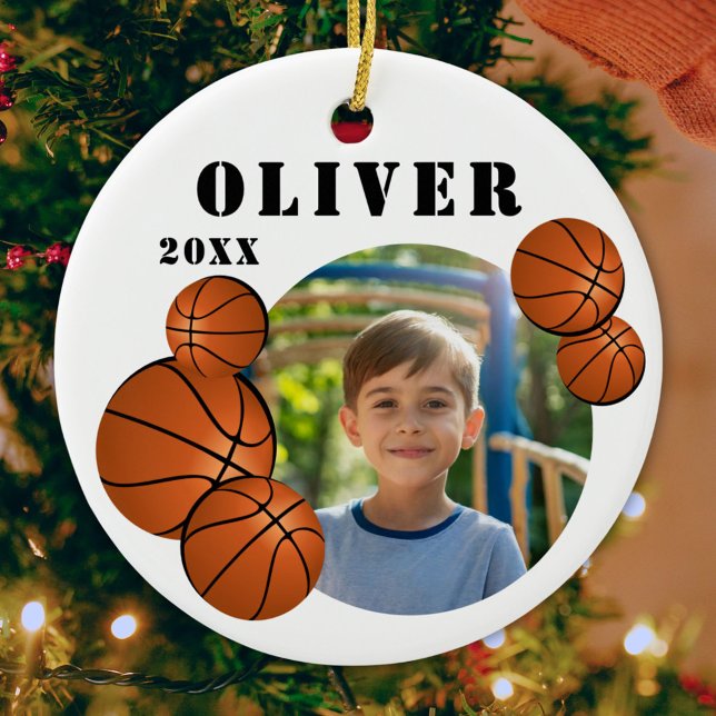 Custom Basketball Ball Sports Photo Ceramic Tree Decoration (Creator Uploaded)