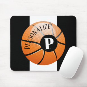 Custom Basketball Baller Name Initial Monogram Mouse Mat