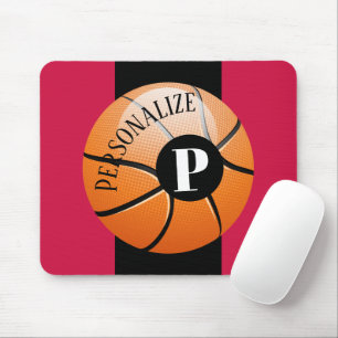 Custom Basketball Baller Name Initial Monogram Mouse Mat