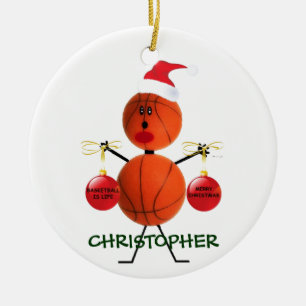 Custom Basketball Christmas Ceramic Tree Decoration